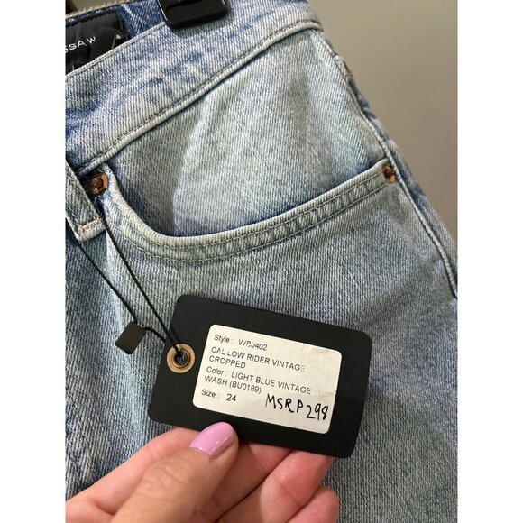 Marissa Webb Cal Low Rider Vintage Cropped Light Blue Vintage Wash Womens Size 2 - Picture 9 of 11